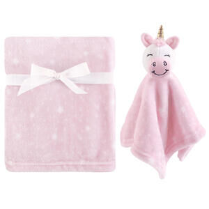 Hudson Pink Baby Girl Security Blanket with Plush Unicorn Toy Lovie